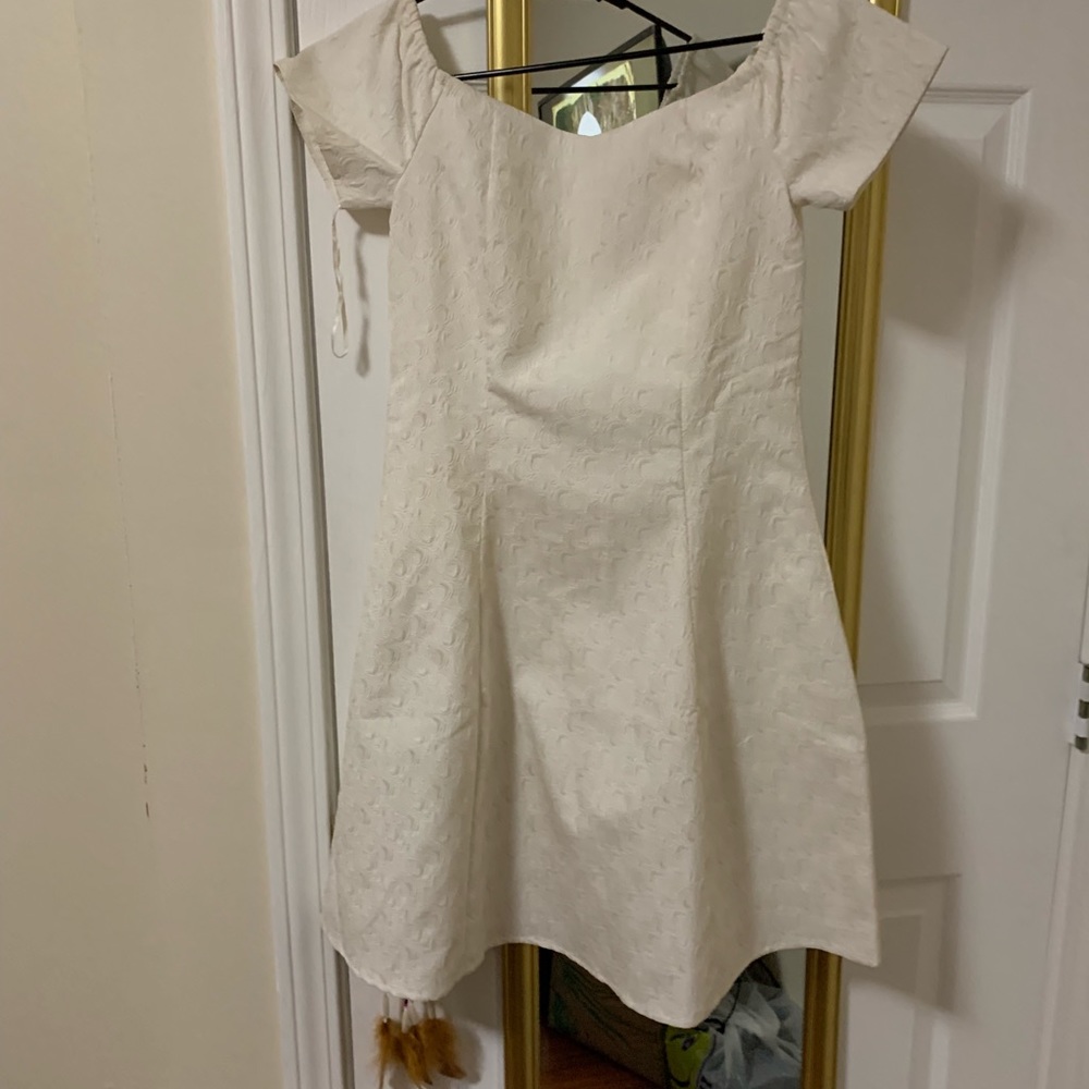 Off white off- shoulder dress